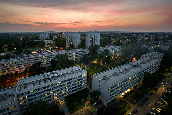 Miasteczko Studenckie AGH z lotu ptaka